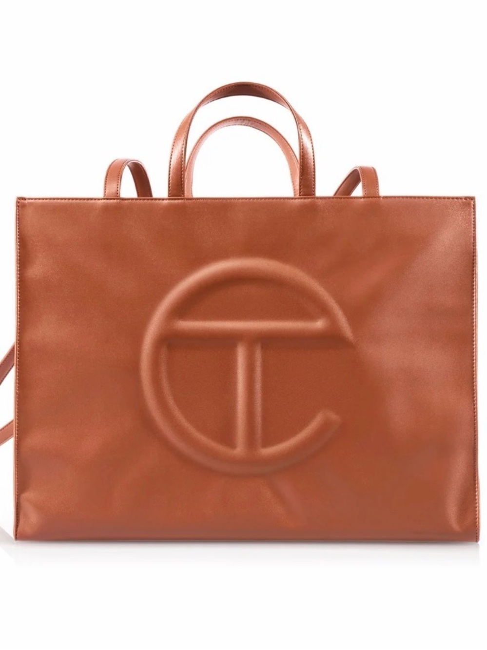 TELFAR Large Shopping Bag with Long Strap Cognac Brown - Picture 2 of 10